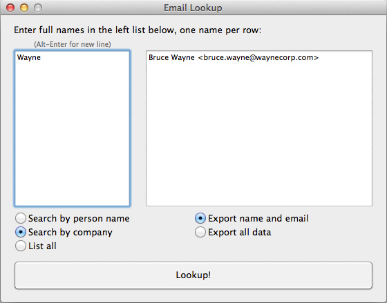 Email Lookup for Mac OS X