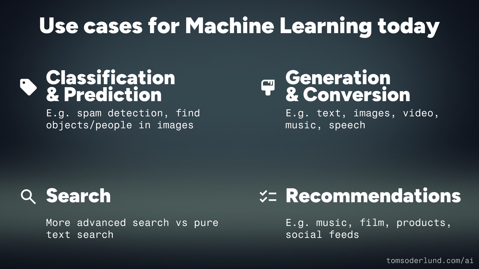 Use cases for AI/ML