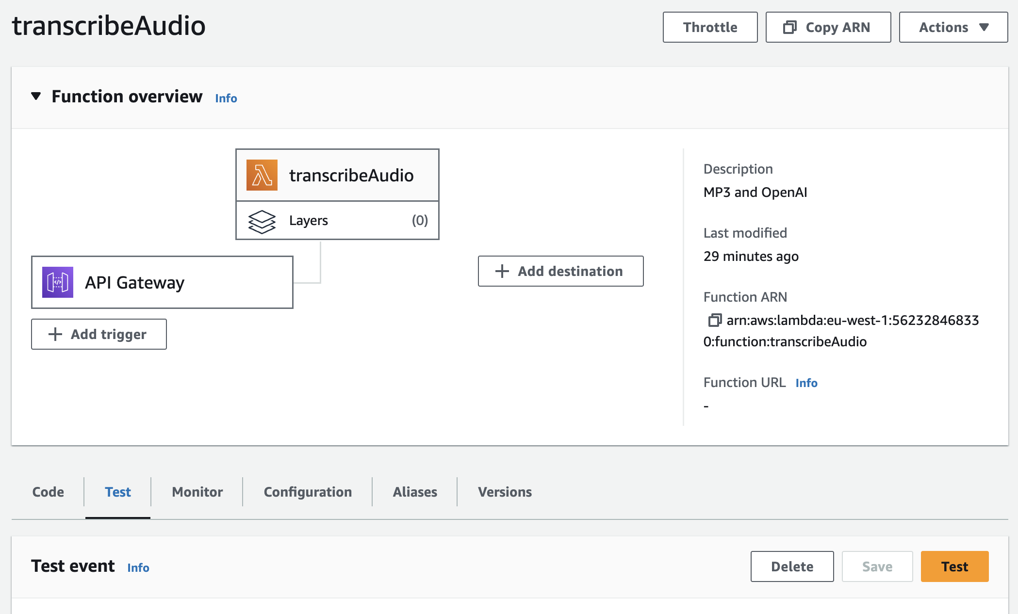 Lambda on AWS Console