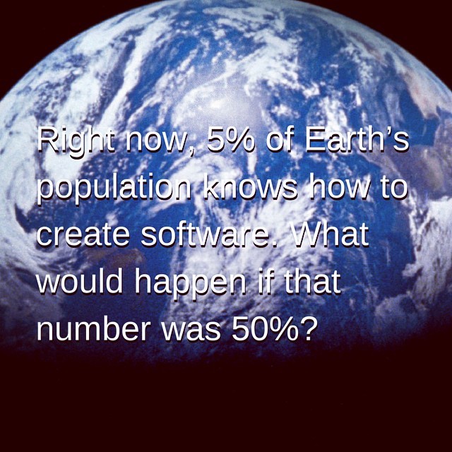 Right now, 5% of Earth’s population knows how to create software